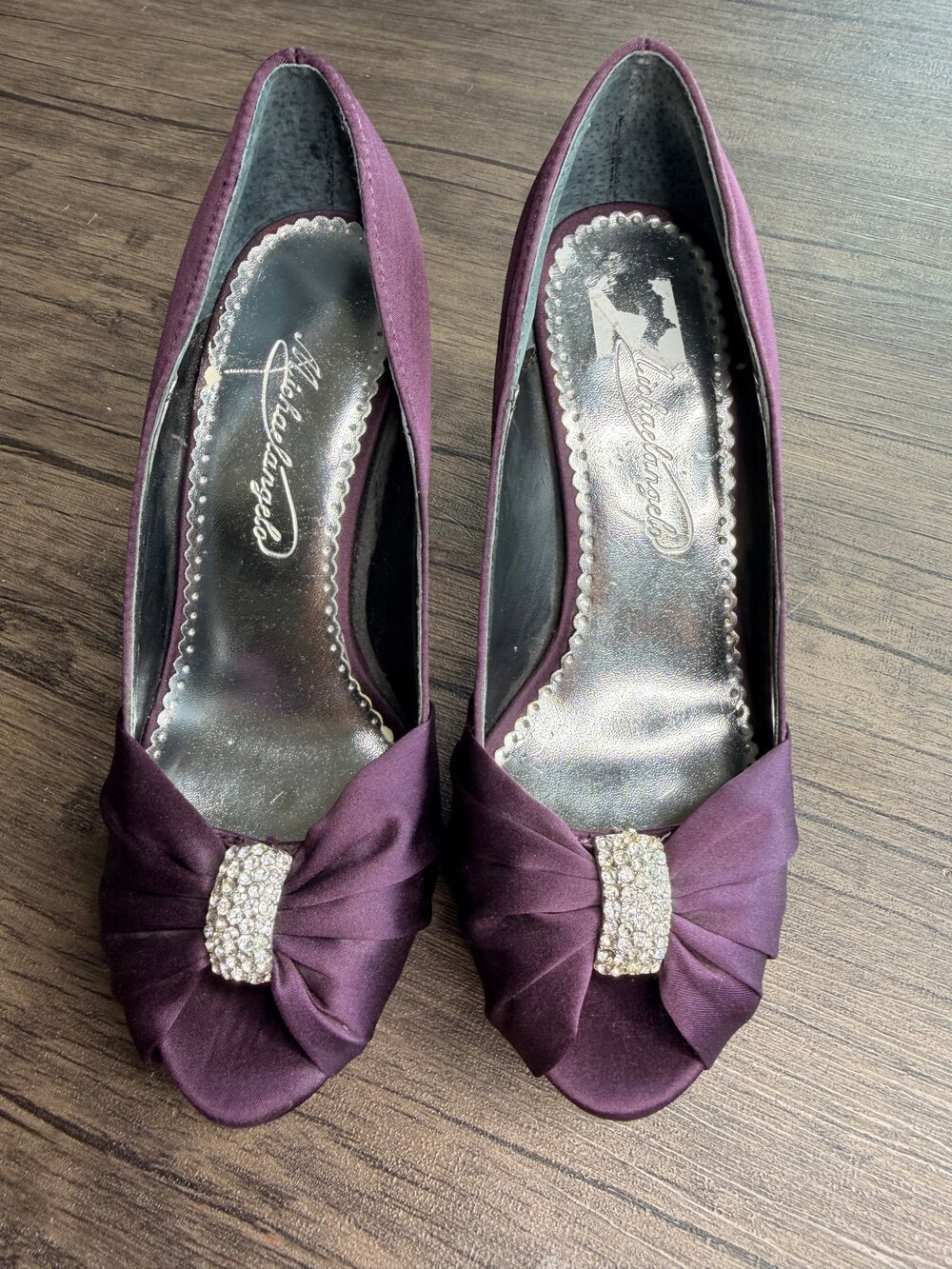 Michaelangelo Women's Purple Satin Peep Toe Heels Size 5.5